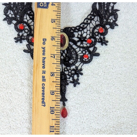 Faux Ruby Decor Statement Choker Elegant Jewelry Lace Jewelry Lace Necklace - Picture 2 of 4